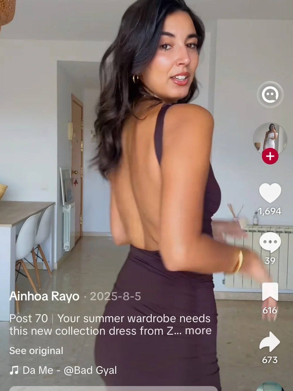 Ruched Dark Brown Dress